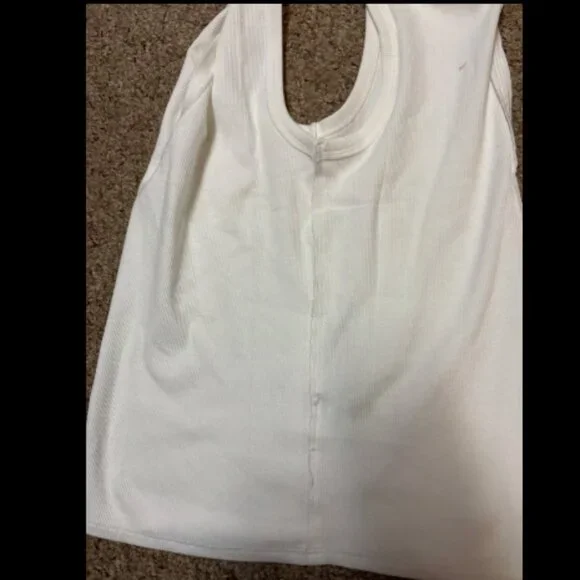 WE THE FREE PEOPLE NERIA WHITE V NECK RIBBED TANK TOP SHIRT NEW L - Picture 8 of 11